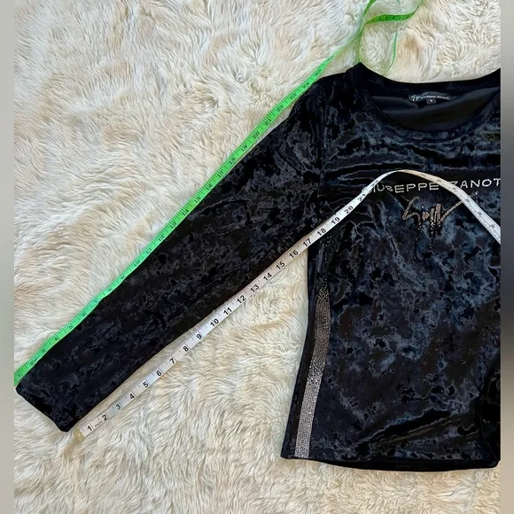 GIUSEPPE ZANOTTI 2pc Rhinestone Studded Black Velour Sweatsuit/Loungewear Sz S - Picture 11 of 11
